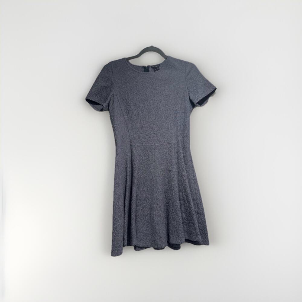 Theory Albita Meterie Dress Blue White Textured Weave Fit & Flare Womens Size 10